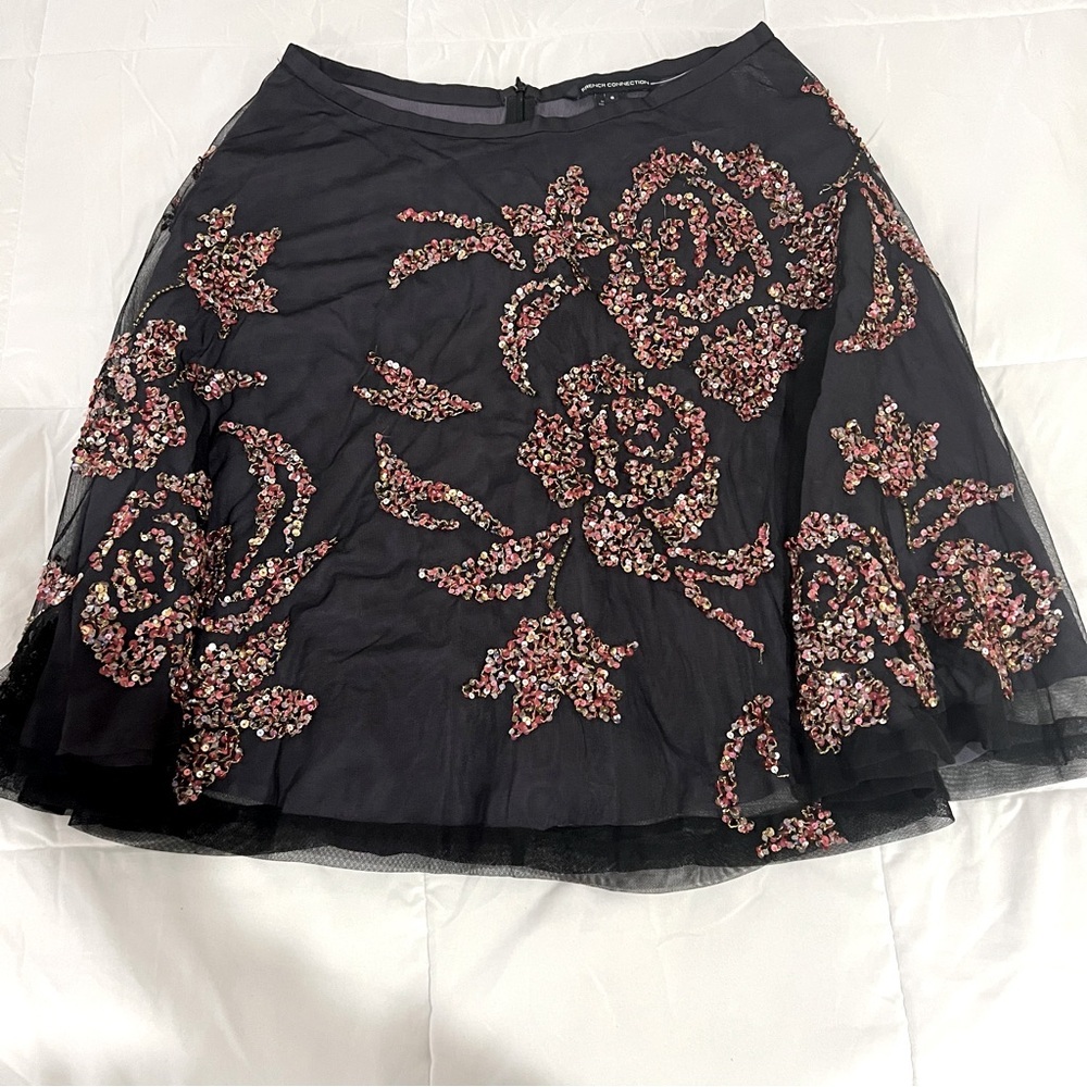 French Connection Black Tulle Skirt Size 8 Sequined Fairy Swingy Ballerina M3